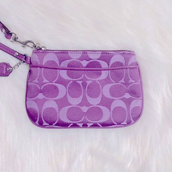 Coach Bags Coach Purple Jacquard Leather Wristlet Like New